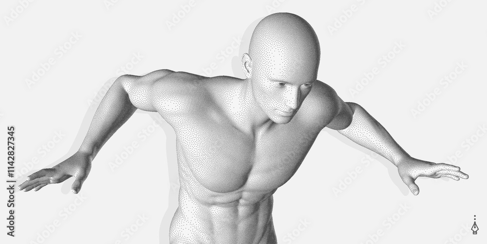 A man sneaking around and looking for a way out. 3d model of human body. Vector illustration for banner, poster, cover, postcard, brochure or presentation. A man sneaking around and looking for a way out. 3d model of human body. Vector illustration for banner, poster, cover, postcard, brochure or presentation.