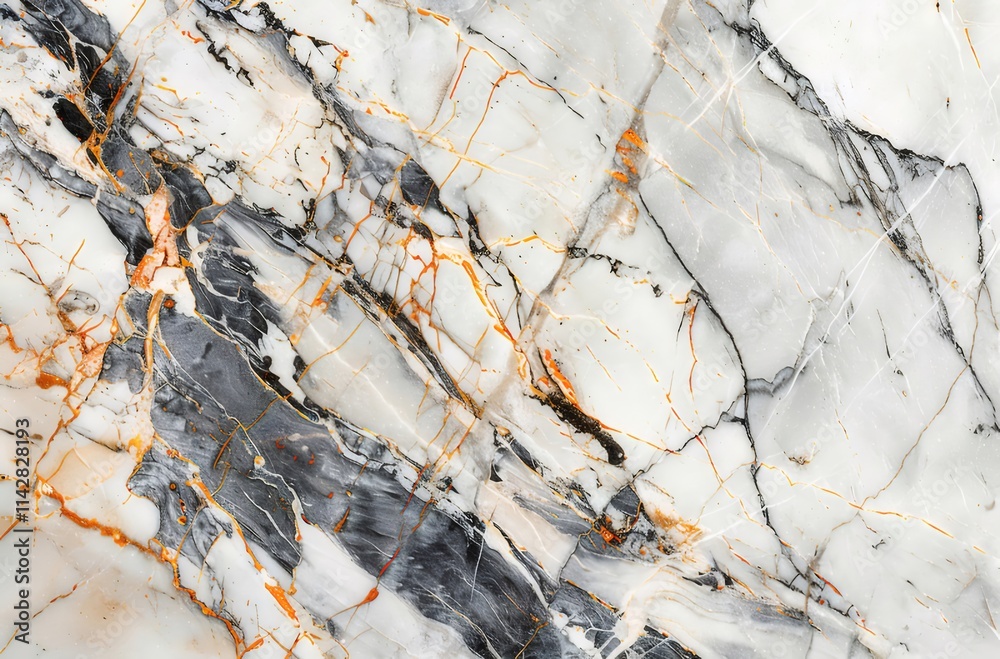 White marble texture with grey and orange veins. White marble texture with grey and orange veins.