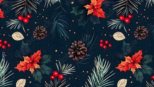 christmas background with christmas tree seamless