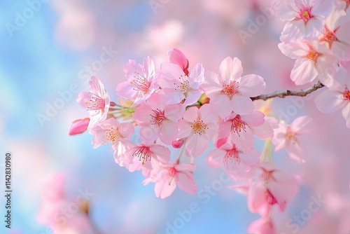 Cherry blossom branch. Spring. Background, wallpaper, banner, poster