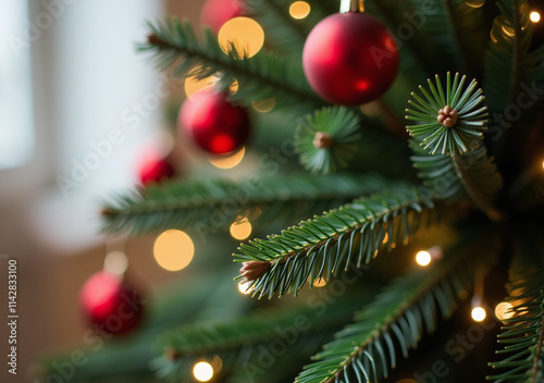 macro shot christmas tree makes beautiful holiday background photo