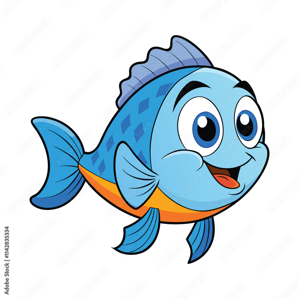 Fototapeta premium A Playful Cartoon Cute Bluegill Fish