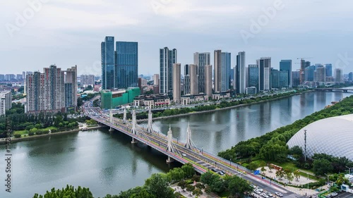 Tongzhou City, Beijing, to the North Canal day and night in Tongzhou City photo