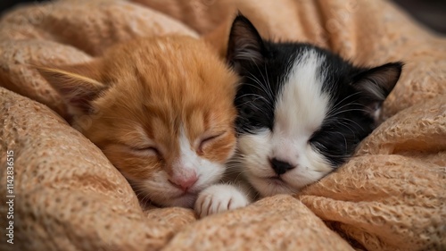 two kittens sleeping