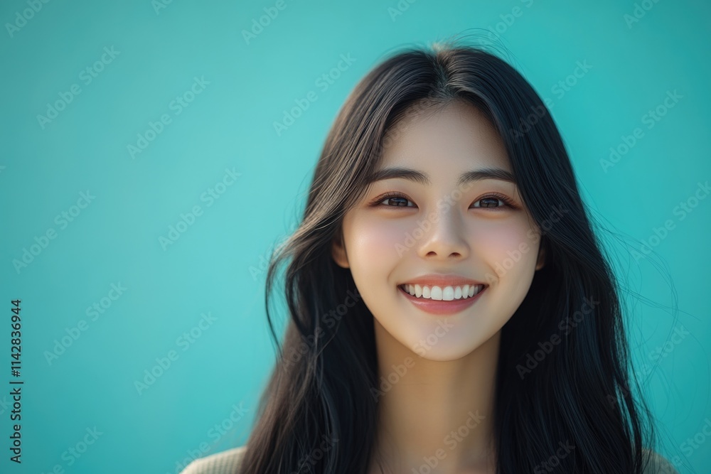 A woman with a warm smile and long black hair looking directly at the camera A woman with a warm smile and long black hair looking directly at the camera