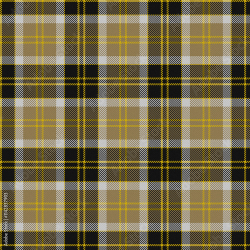 Black, Tan, Yellow, White Tartan Weave Pattern - Tile