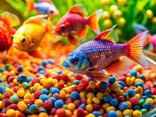 Pellet Fish Food Photography: Stunning Images of Aquarium Fish Feeding Frenzy photo