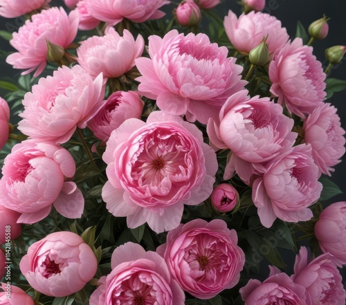 Luscious pink peonies and roses bouquet  Ample copy space ,  affection,  summer