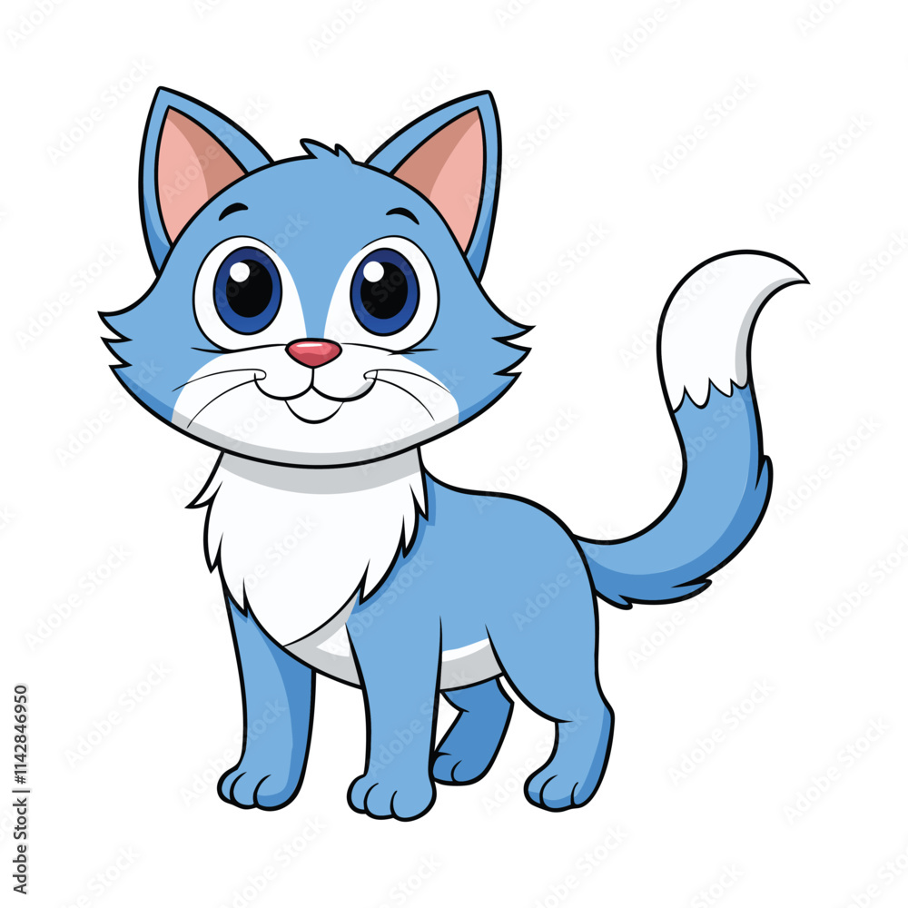 Obraz premium Cute Cartoon Turkish Angora Cat