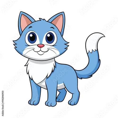 Cute Cartoon Turkish Angora Cat