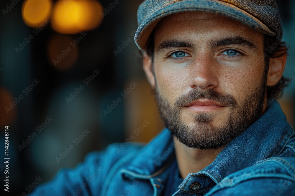 Close-up shot of a person with a hat on Close-up shot of a person with a hat on