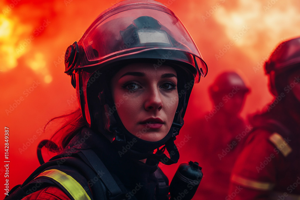 Generative AI Depiction of a Brave Firefighter Battling Intense Flames and Smoke with Determination and Courage Generative AI Depiction of a Brave Firefighter Battling Intense Flames and Smoke with Determination and Courage