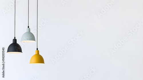 Modern pendant lamp hanging, isolated on a white background