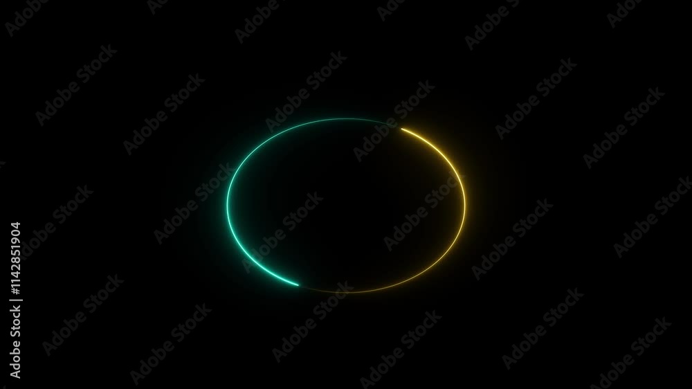 Abstract glowing neon circle border frame in the shape circle glowing and futuristic energy line animation. Neon circle recycling animation .Glowing neon line icon animation on black background. Abstract glowing neon circle border frame in the shape circle glowing and futuristic energy line animation. Neon circle recycling animation .Glowing neon line icon animation on black background.
