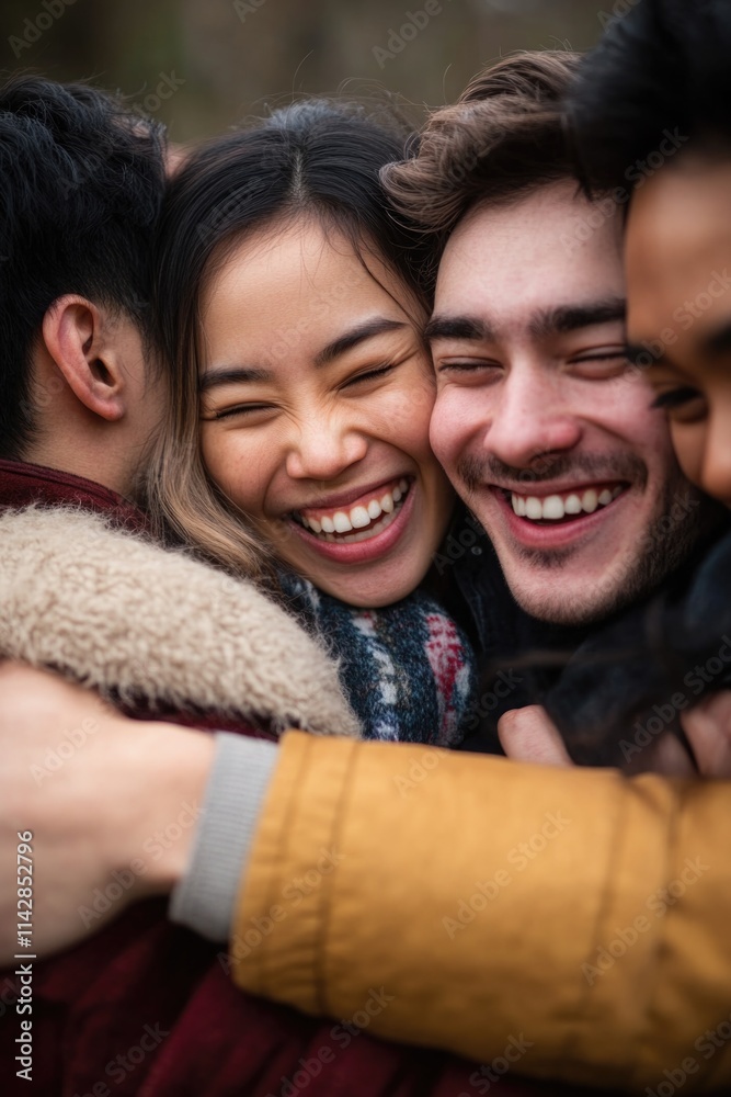 A group of friends embracing each other, showing love and support A group of friends embracing each other, showing love and support