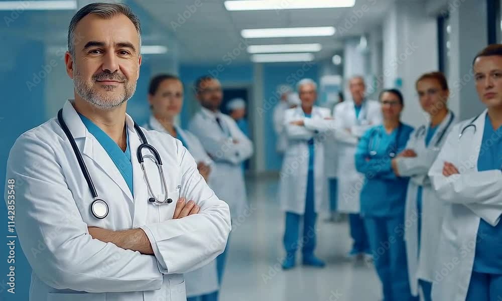 doctors team smile professional standing realistic ai generated video concept doctors team smile professional standing realistic ai generated video concept