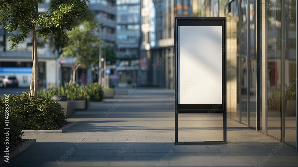 Mockup Of Customized Freestanding Sign On Sidewalk Mockup Of Customized Freestanding Sign On Sidewalk