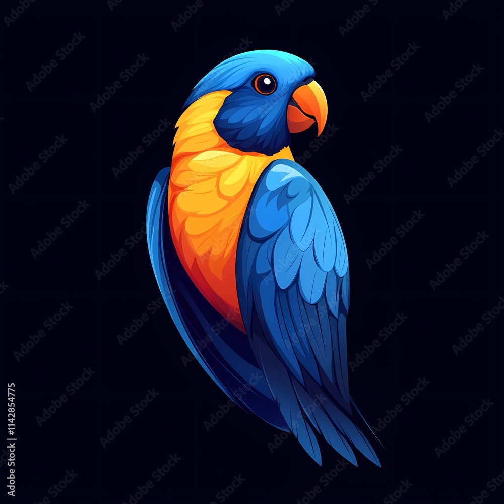 Obraz premium Sleek Avian Emblem: Minimalist Parrot Logo Design
