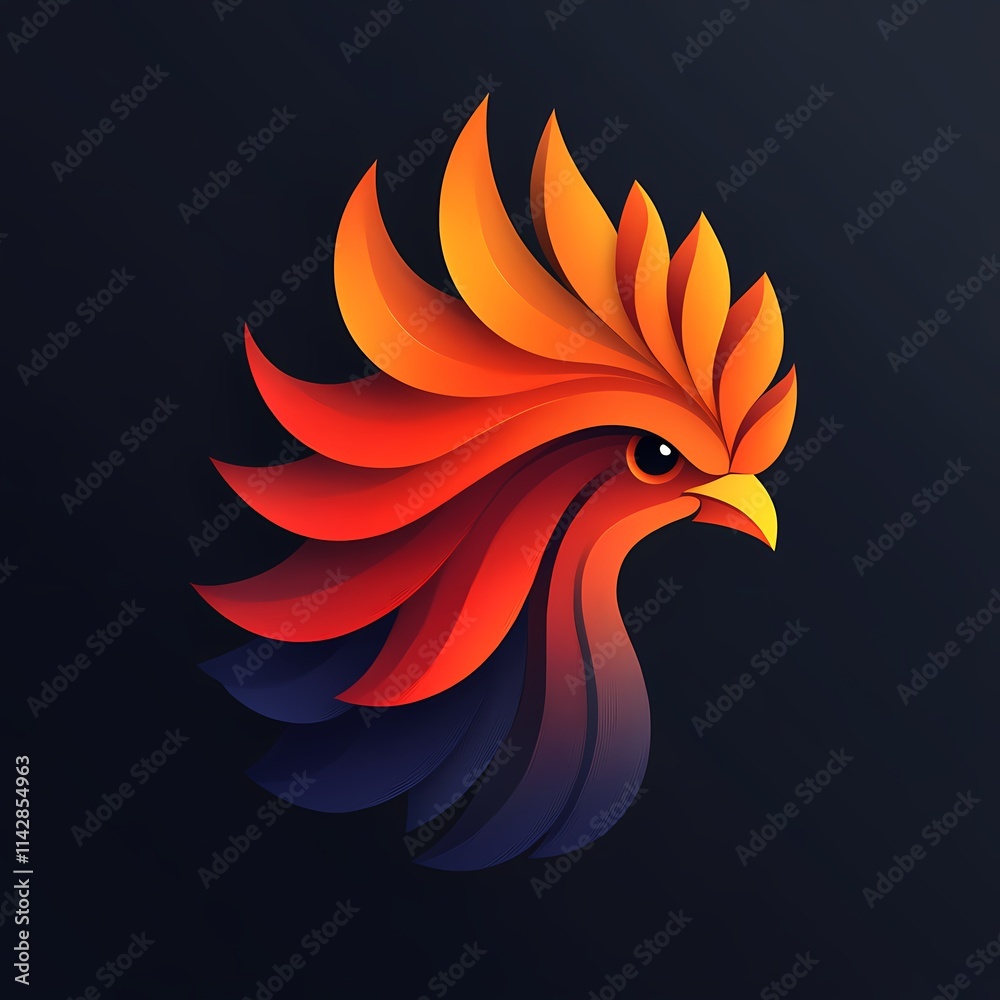 Fototapeta premium Sleek Rooster Emblem - Minimalistic Vector Design