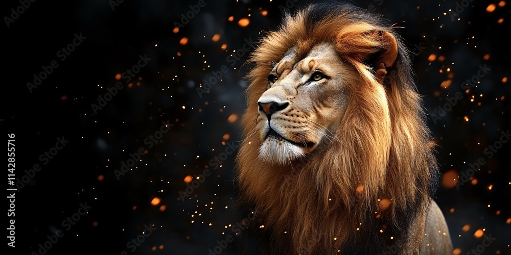 Naklejka premium Majestic Lion Crowned with Christian Symbolism