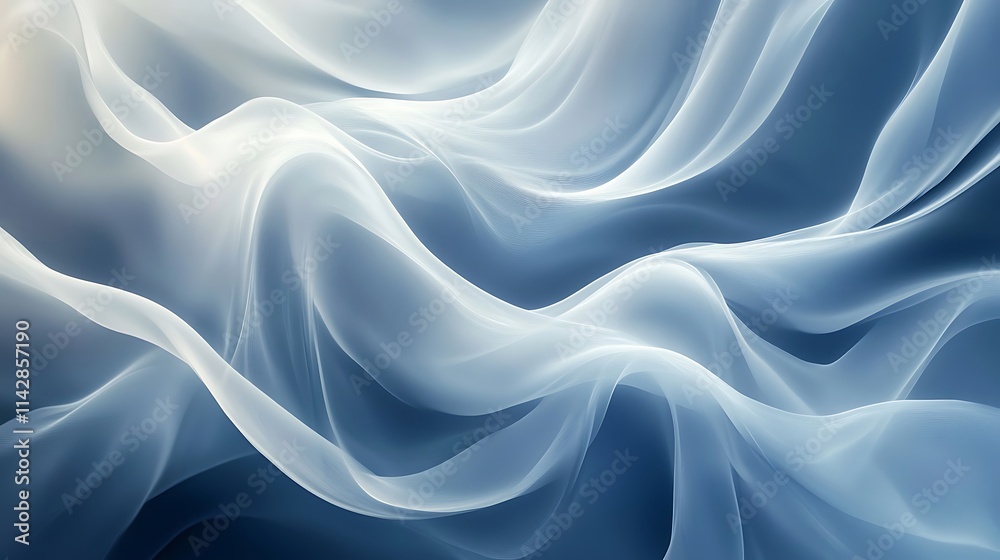 Obraz premium Abstract Blue and White Flowing Fabric Waves