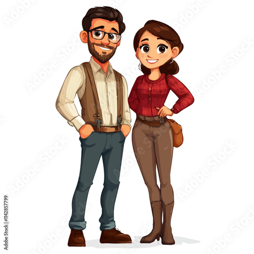 cute couple in different types and clothes and styles. Classic sport, traditional Hawaiian beach fashion, formal and informal