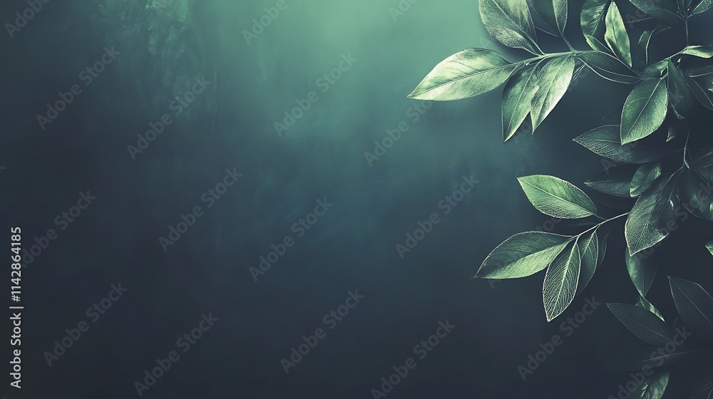 Lush Green Leaves Against Dark Background Lush Green Leaves Against Dark Background