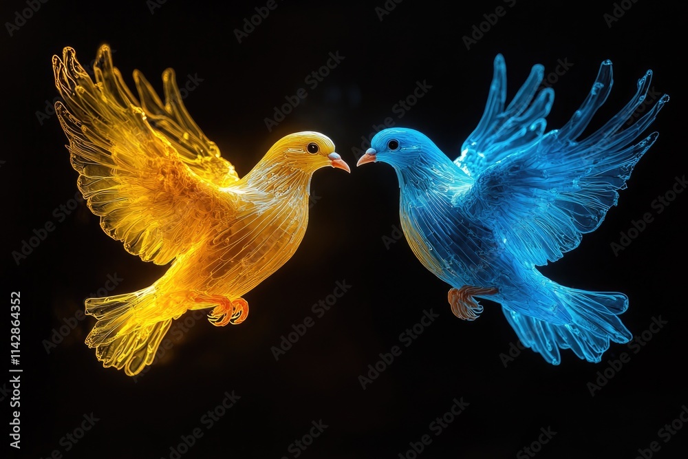 Fototapeta premium A pair of birds flying side by side