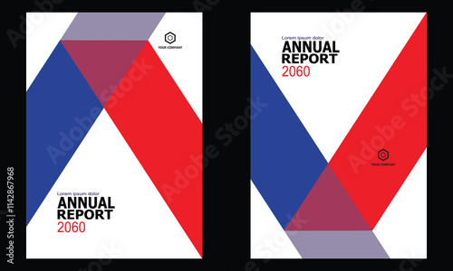Modern Annual Report flyer book cover template set in blue red white color A4 size template magazine booklet proposal portfolio brochure poster flyer vector eps