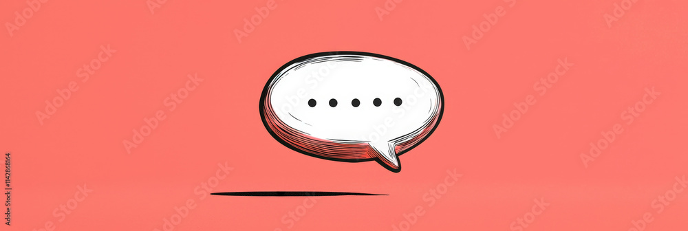 Obraz premium Speech Bubble White Coral Background Dialogue Graphic Communicat