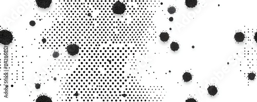 Abstract black and white dotted pattern for use in graphic design projects, backgrounds, or artistic applications. photo