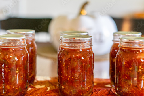 Home canned salsa in fall