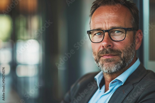 Confident professional banker in a suit standing outdoors in a business environment - Generative AI