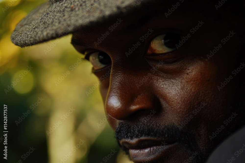 Obraz premium A close-up shot of someone wearing a hat, perfect for portraits or street photography
