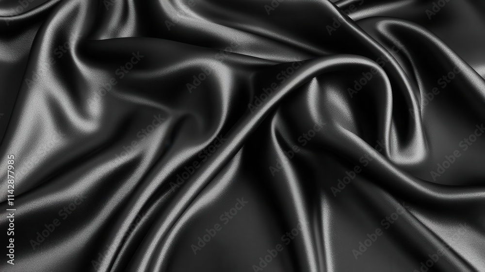 luxurious black silk satin fabric draped elegantly, highlighting its smooth texture and deep color, creating a sense of opulence and sophistication in a minimalist composition luxurious black silk satin fabric draped elegantly, highlighting its smooth texture and deep color, creating a sense of opulence and sophistication in a minimalist composition