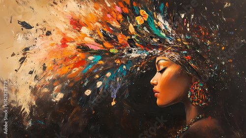 Oil painting of a Native-American woman