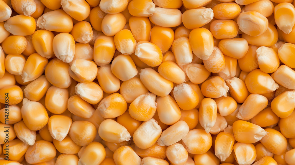 Yellow corn kernels arranged neatly on a light surface showcasing their vibrant color and natural texture Yellow corn kernels arranged neatly on a light surface showcasing their vibrant color and natural texture