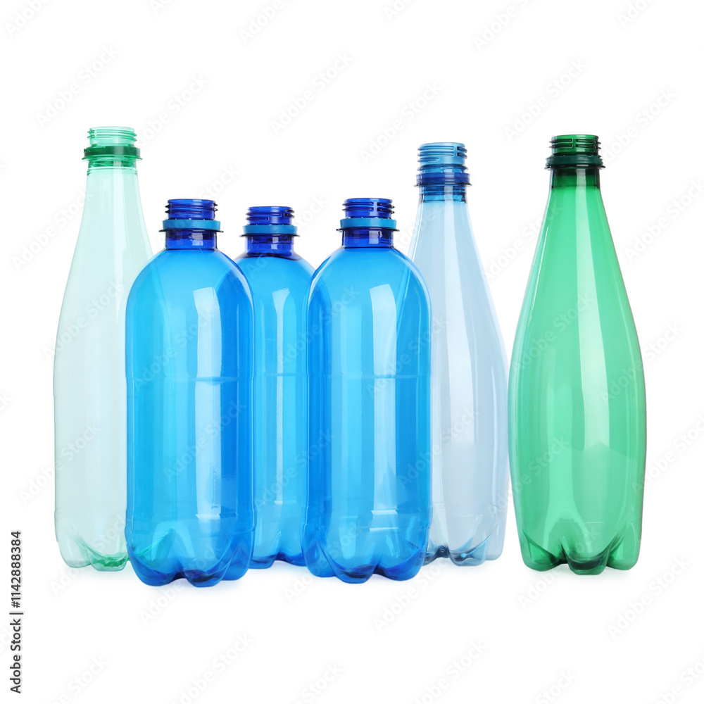 Many empty plastic bottles isolated on white Many empty plastic bottles isolated on white