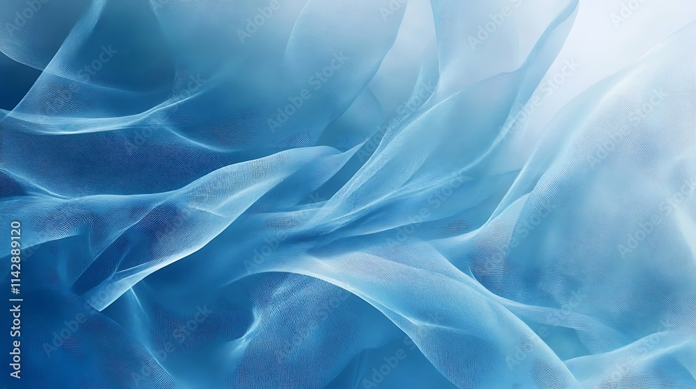 Fototapeta premium Abstract Blue Fabric Draped in Soft Waves