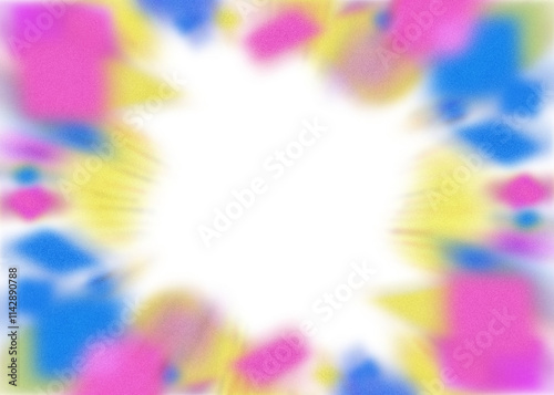 An abstract transparent iridescent color blur burst design element.