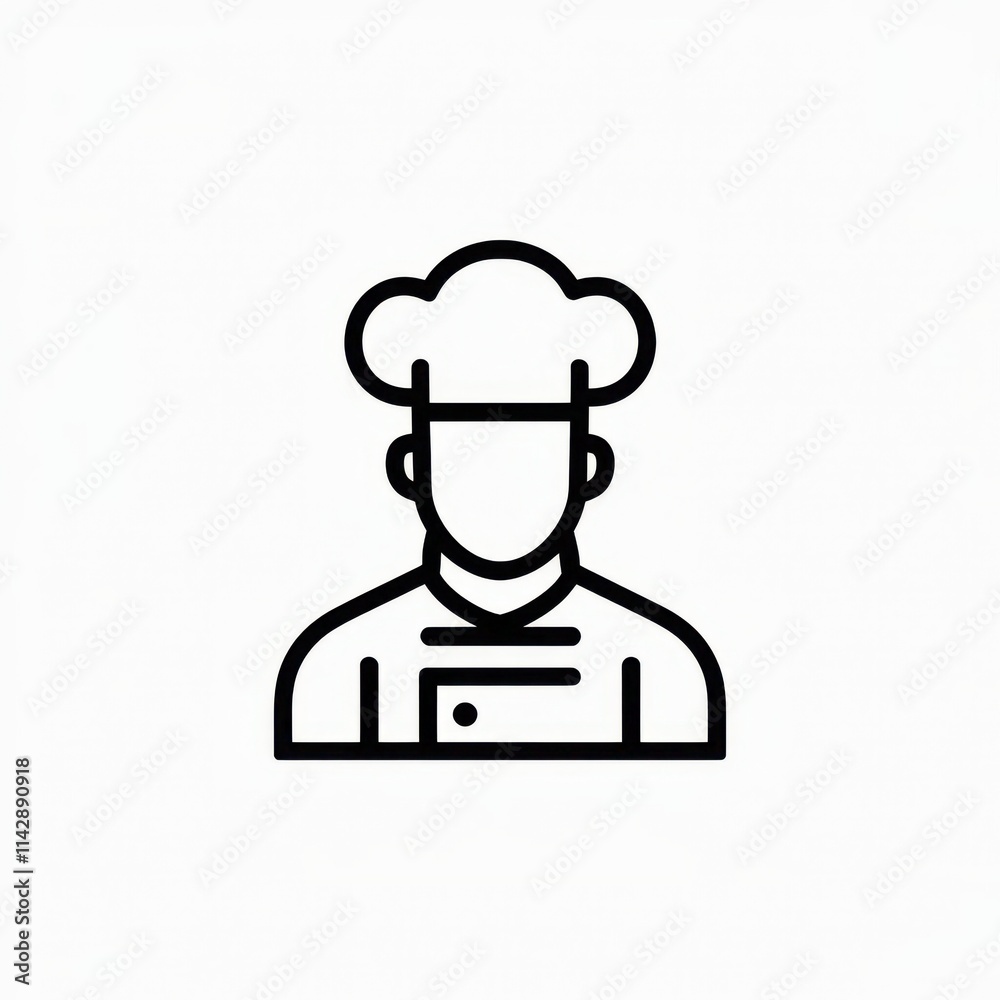 Chef Line Black Icon design, isolated on white background Chef Line Black Icon design, isolated on white background