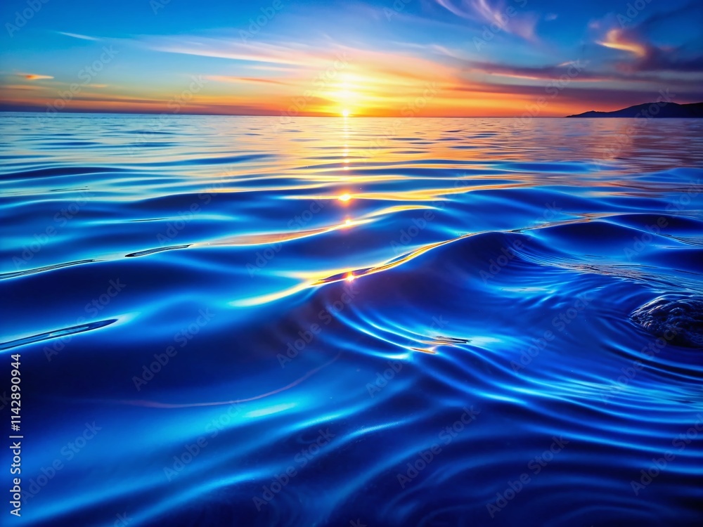 Fototapeta premium Sapphire Blue Water Ripple, Long Exposure Photography, Abstract Ocean, AI Generated Image, Calm Sea, Slow Motion Water
