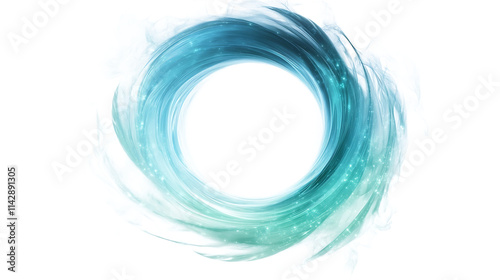 Blue and white abstract on white and transparent background.