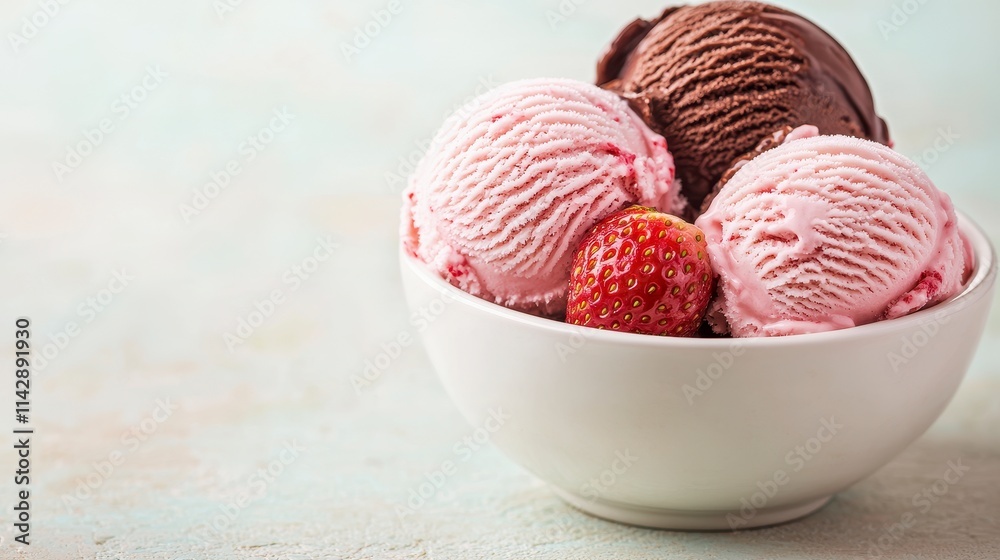 Delicious Strawberry and Chocolate Ice Cream Scoops Delicious Strawberry and Chocolate Ice Cream Scoops