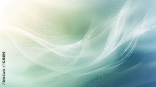 Abstract Green and White Flowing Wave Design
