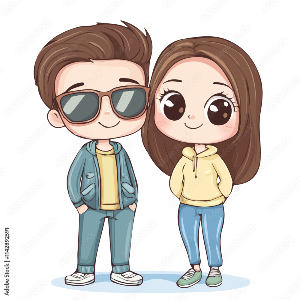 Cute Couple with Kawaii Style Vector Illustration | Adorable and Playful Fashion Artwork for Logos & Digital Designs
Cute Couple with Kawaii Style Vector Illustration | Adorable and Playful Fashion Artwork for Logos & Digital Designs
