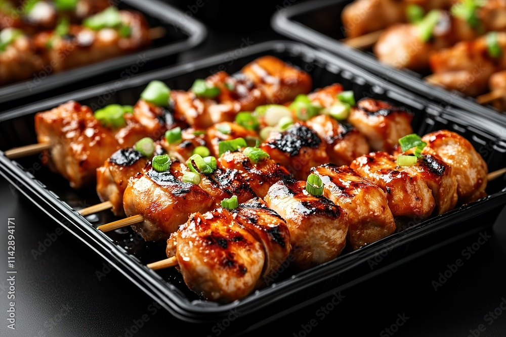 A plate of meat with green onions on top A plate of meat with green onions on top
