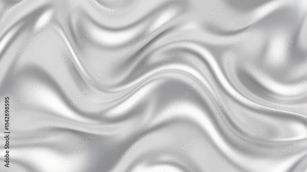 Obraz premium Luxurious silver fabric with soft waves and smooth texture