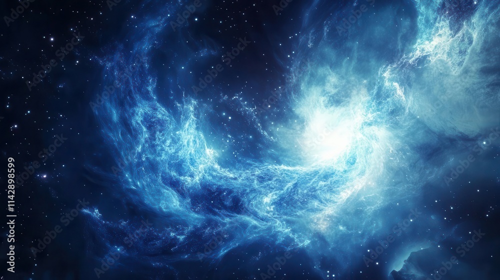 Fototapeta premium mystical blue dragon intertwined with celestial elements, radiating a sense of cosmic energy amidst a starry sky, evoking feelings of fantasy and wonder