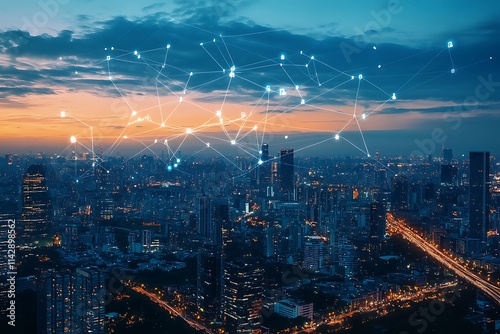 Smart City at Dusk: Networked Urban Landscape